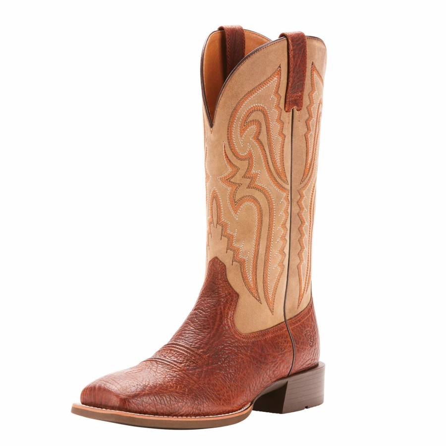 Boots & Shoes * | Ariat Men'S Cognac Heritage Latigo Square Toe Boot