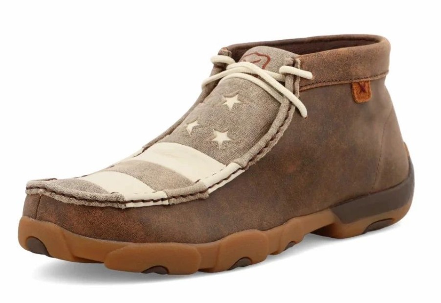 Boots & Shoes * | Twisted X Men'S Brown And Ivory Flag Driving Moc