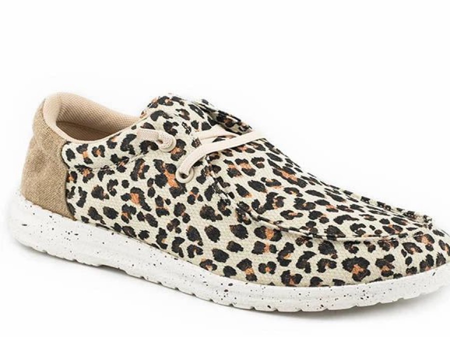 Boots & Shoes * | Roper Women'S "Hang Loose" Tan Leopard Moc