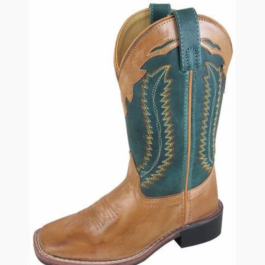 Boots & Shoes * | Smoky Mountain Boots Smoky Mountain Child'S Brown And Green Frank Square Toe Boot