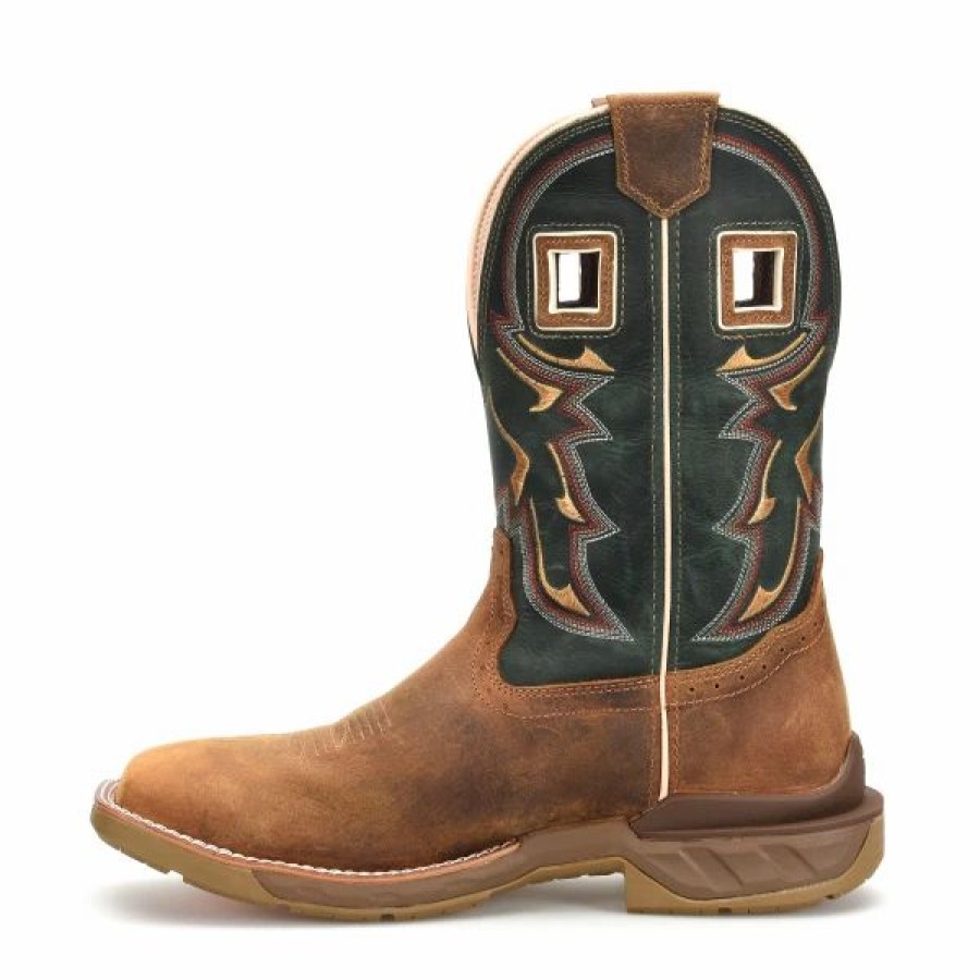 Boots & Shoes * | Double H Richland Shoe Co Double H Men'S Tan And Evergreen Leather Square Composite Toe Western Work Boot