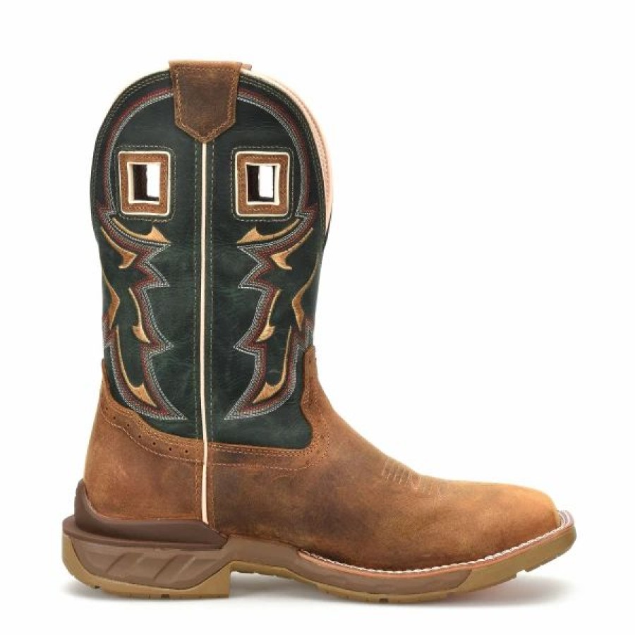 Boots & Shoes * | Double H Richland Shoe Co Double H Men'S Tan And Evergreen Leather Square Composite Toe Western Work Boot