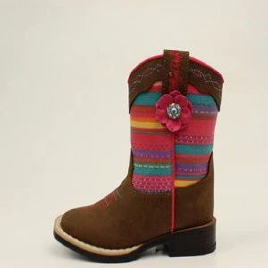 Boots & Shoes * | M&F Western Products, Inc Blazin Roxx Camilla Toddler Brown With Pink Serape Square Toe