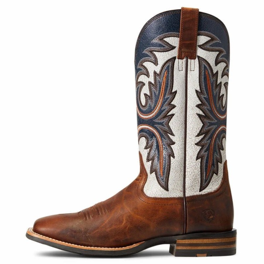 Boots & Shoes * | Ariat Brown Cream Brush Rider Square Toe