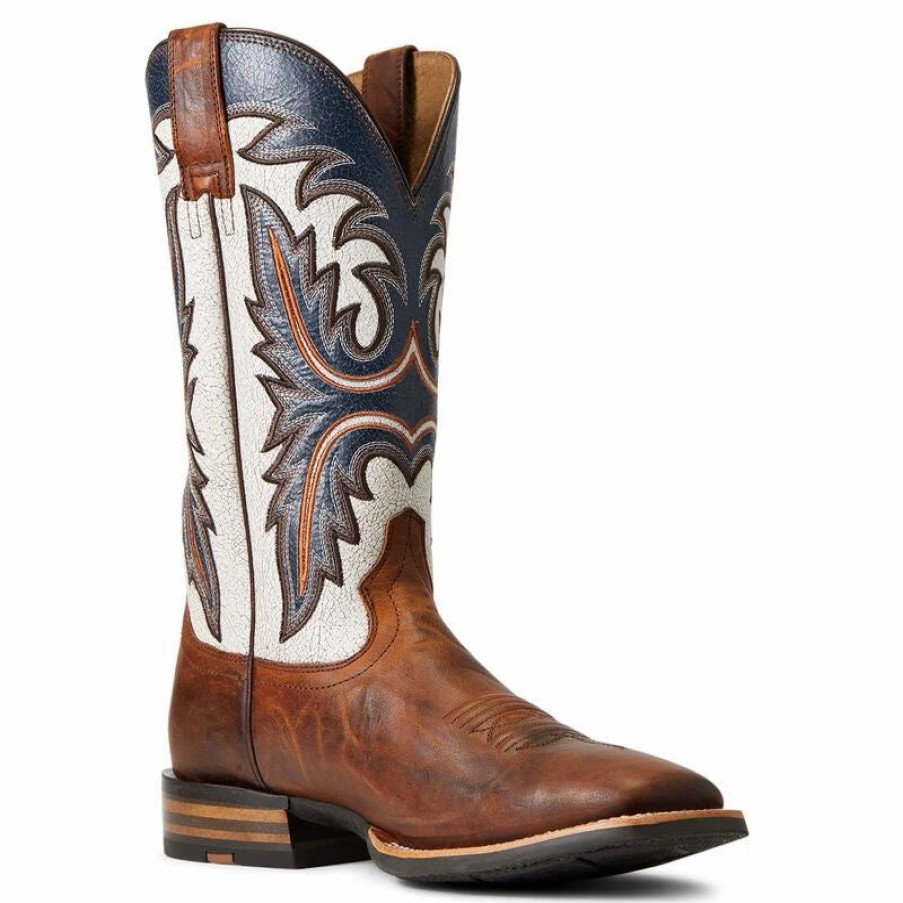 Boots & Shoes * | Ariat Brown Cream Brush Rider Square Toe