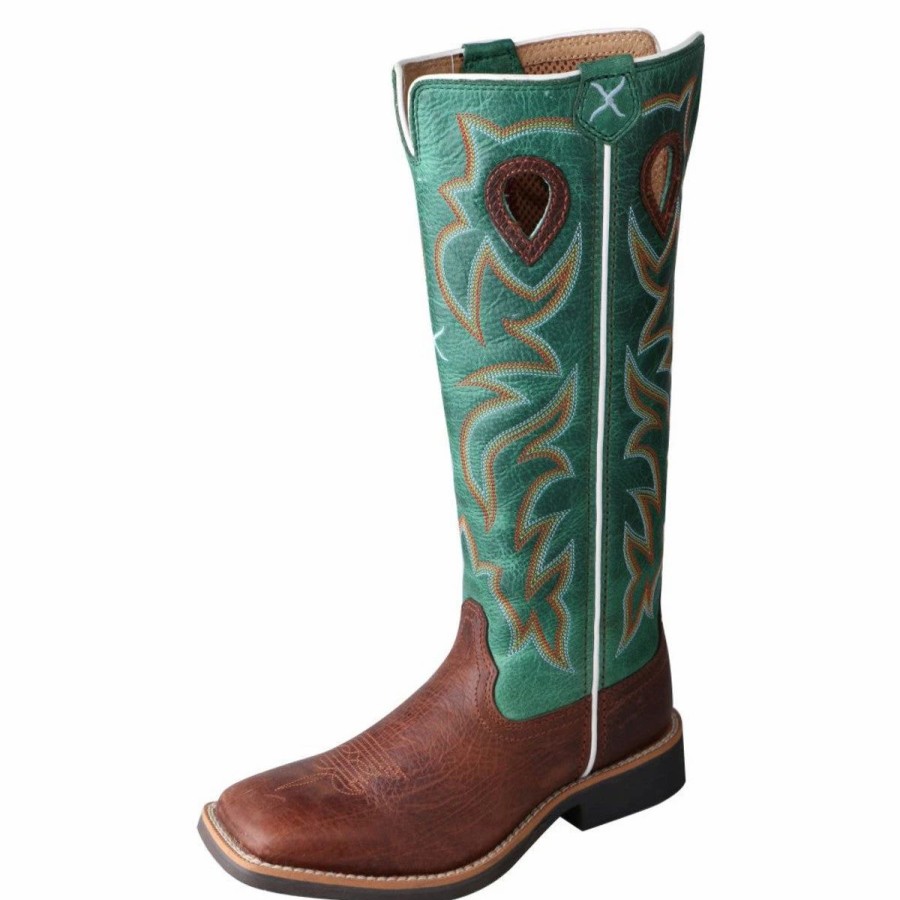 Boots & Shoes * | Twisted X Kid'S Brown And Turquoise Buckaroo Square Toe