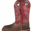 Boots & Shoes * | Smoky Mountain Boots Kid'S Brown And Burnt Red Square Toe Boots