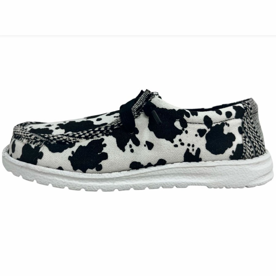 Boots & Shoes * | Very G Wolfpack Brands Very G Black And White Meadows Cow Print Casual Shoe