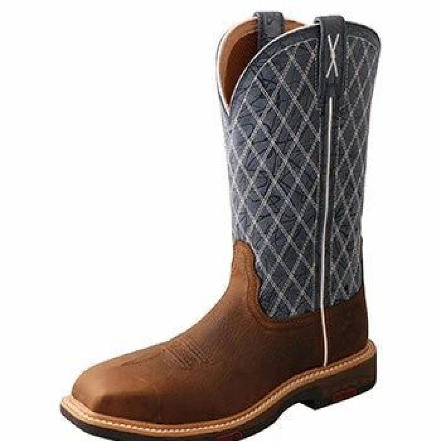 Boots & Shoes * | Twisted X Brown And Blue Composite Toe Boots