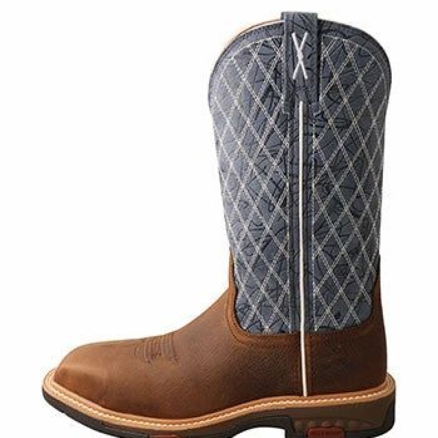 Boots & Shoes * | Twisted X Brown And Blue Composite Toe Boots