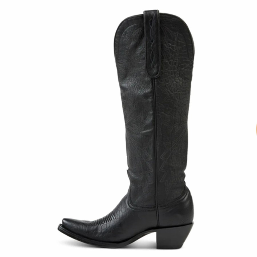 Boots & Shoes * | Allens Boots Allen Boots "Cassidy" Black Tall Soft Leather Pointed Toe Boot