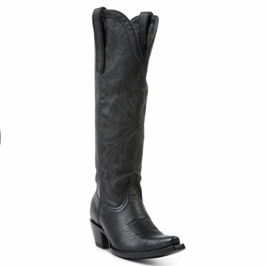 Boots & Shoes * | Allens Boots Allen Boots "Cassidy" Black Tall Soft Leather Pointed Toe Boot