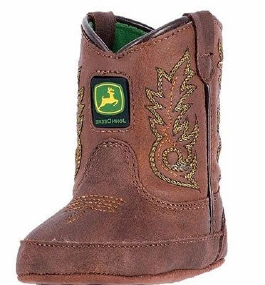 Boots & Shoes * | Dan Post Boot Company Dan Post Infant Brown Green Stitched Popper Boots