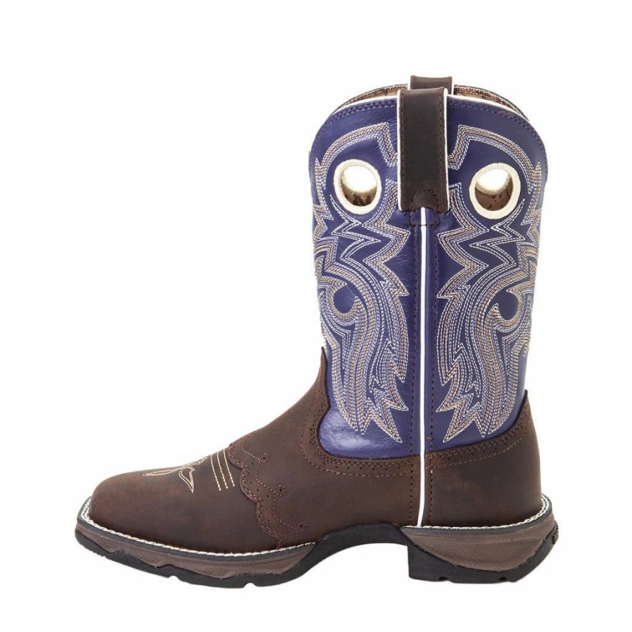 Boots & Shoes * | Durango Women'S Rebel Purple And Brown Square Toe Boot