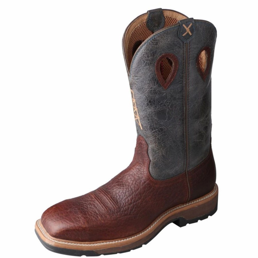 Boots & Shoes * | Twisted X Cognac Blue Oil Rig Steel Toe Work Boot