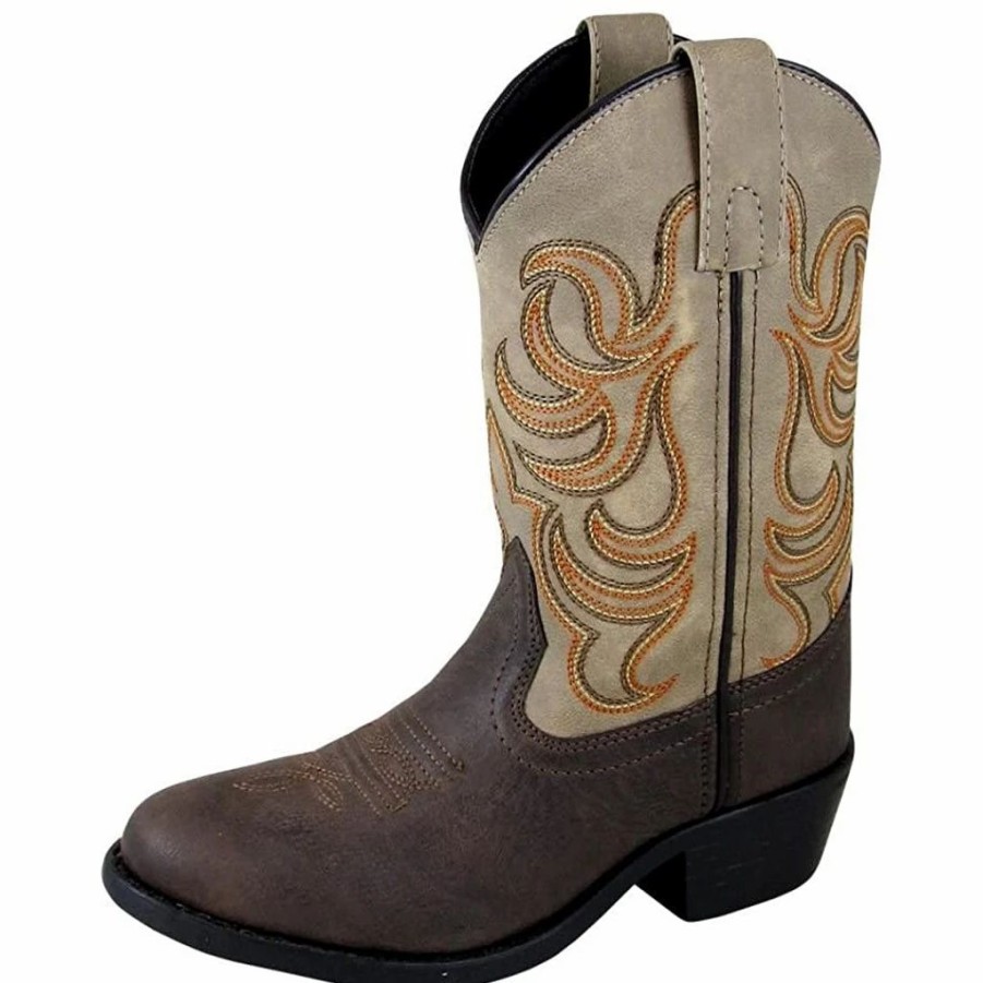 Boots & Shoes * | Smoky Mountain Boots Boy'S Brown And Cream Monterey Round Toe Boot