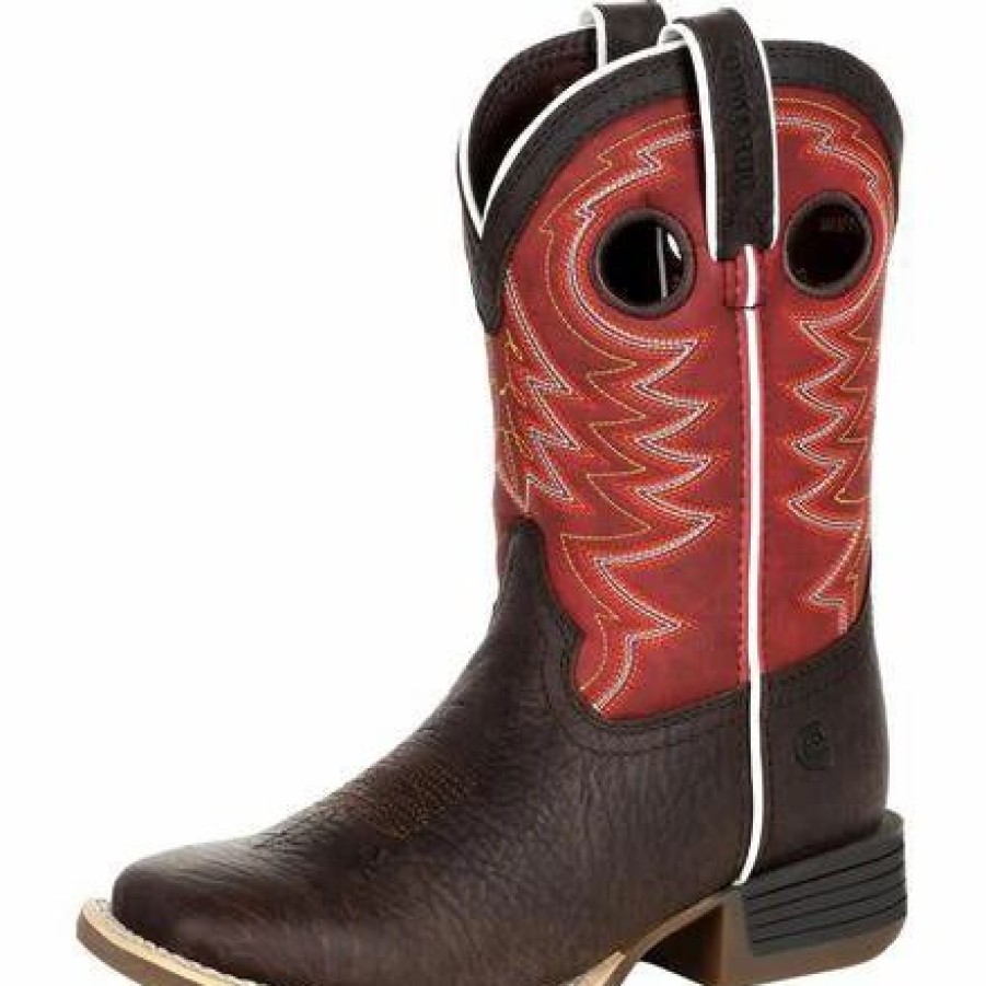 Boots & Shoes * | Durango Little Kid'S Chestnut And Red Square Toe Boot