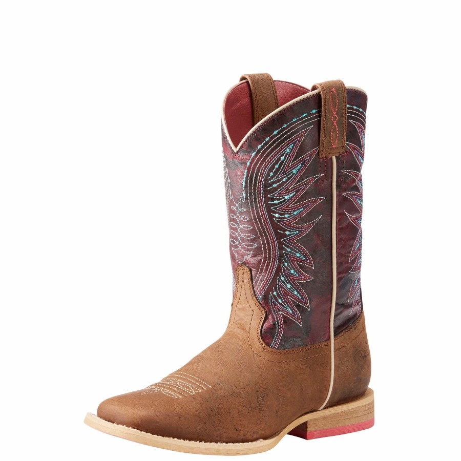 Boots & Shoes * | Ariat Kid'S Sunset And Purple Vaquera Square Toe Boot