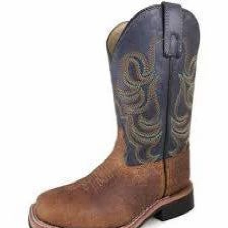 Boots & Shoes * | Smoky Mountain Boots Smoky Mountain Brown And Navy Square Toe Boot