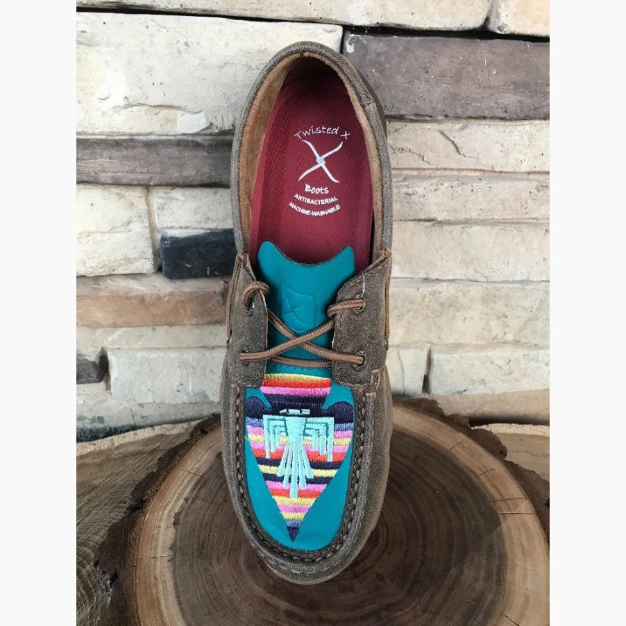 Boots & Shoes * | We Exclusive~ Twisted X Women'S Turquoise Serape Arrowhead Thunderbird Driving Moc