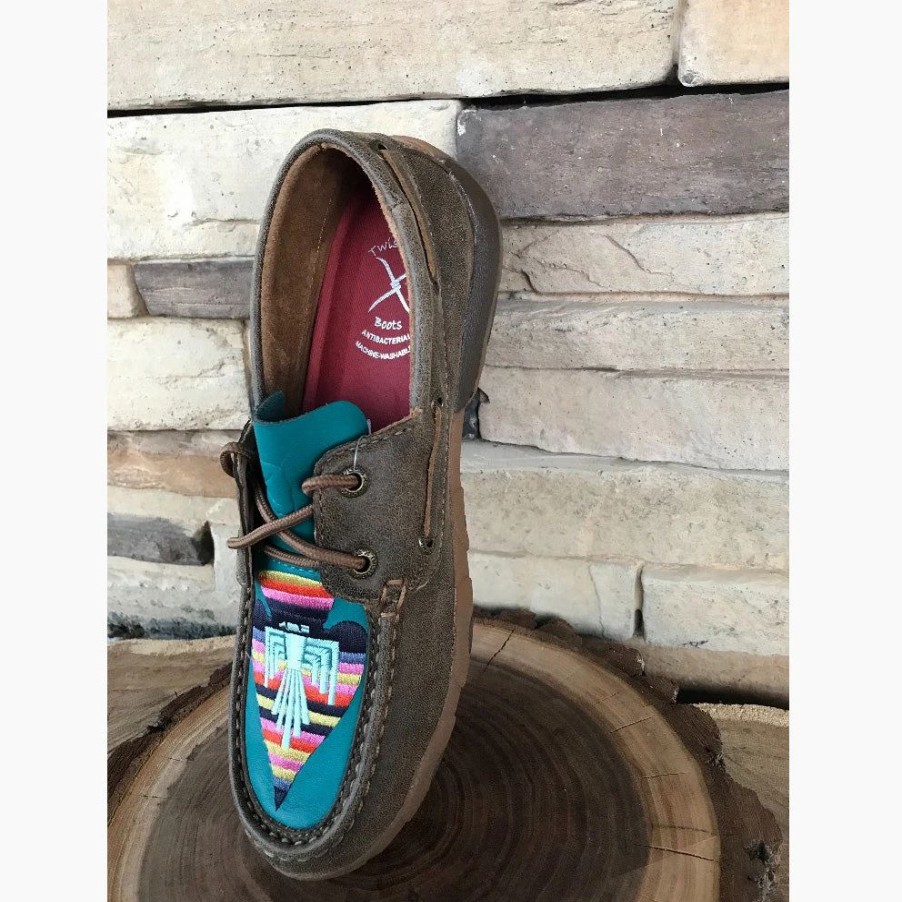 Boots & Shoes * | We Exclusive~ Twisted X Women'S Turquoise Serape Arrowhead Thunderbird Driving Moc