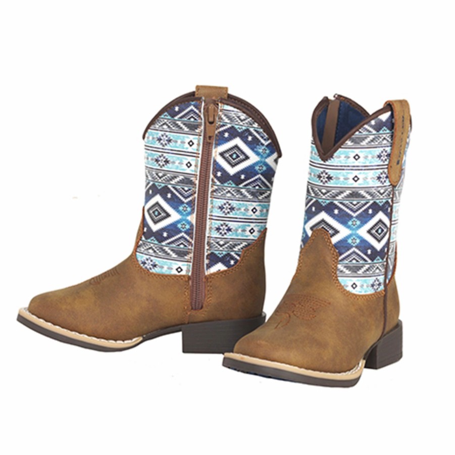 Boots & Shoes * | Twister Kids Heston White/Blue Aztec Boots