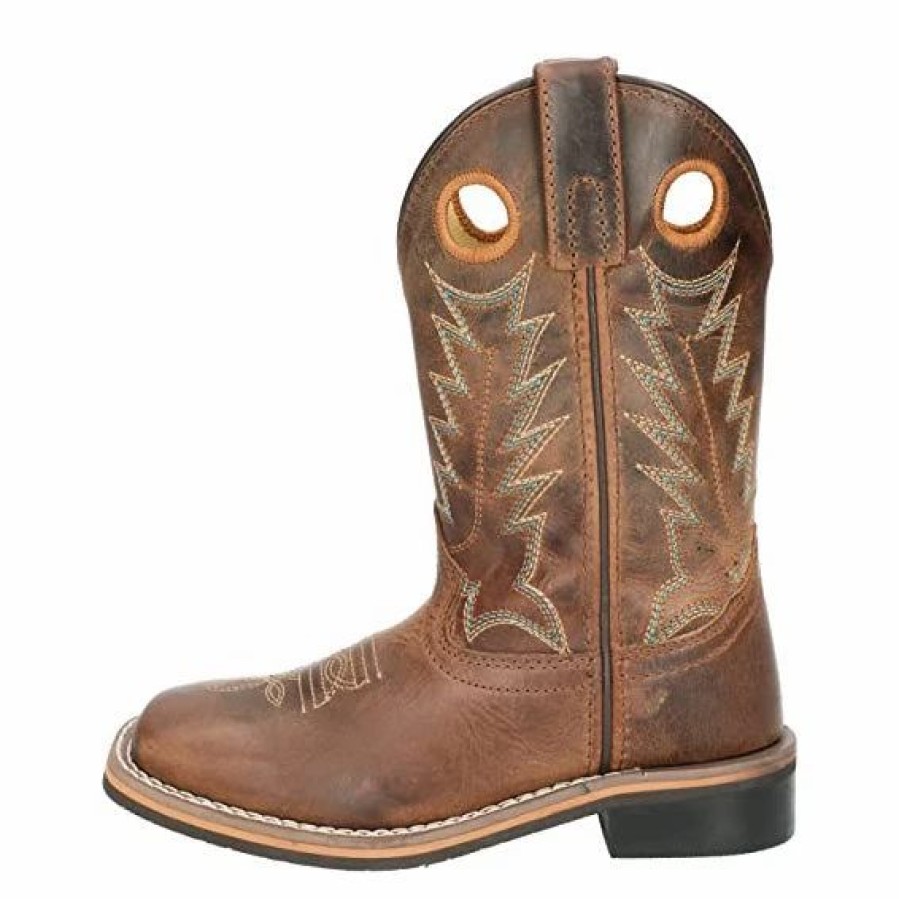 Boots & Shoes * | Smoky Mountain Boots Smoky Kid'S Distressed Brown Jesse Square Toe Boots