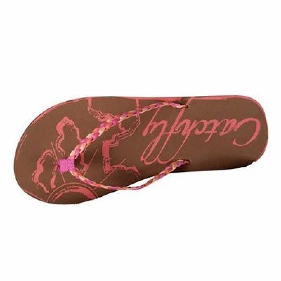 Boots & Shoes * | Catchfly Brown Pink Desert Flip Flops