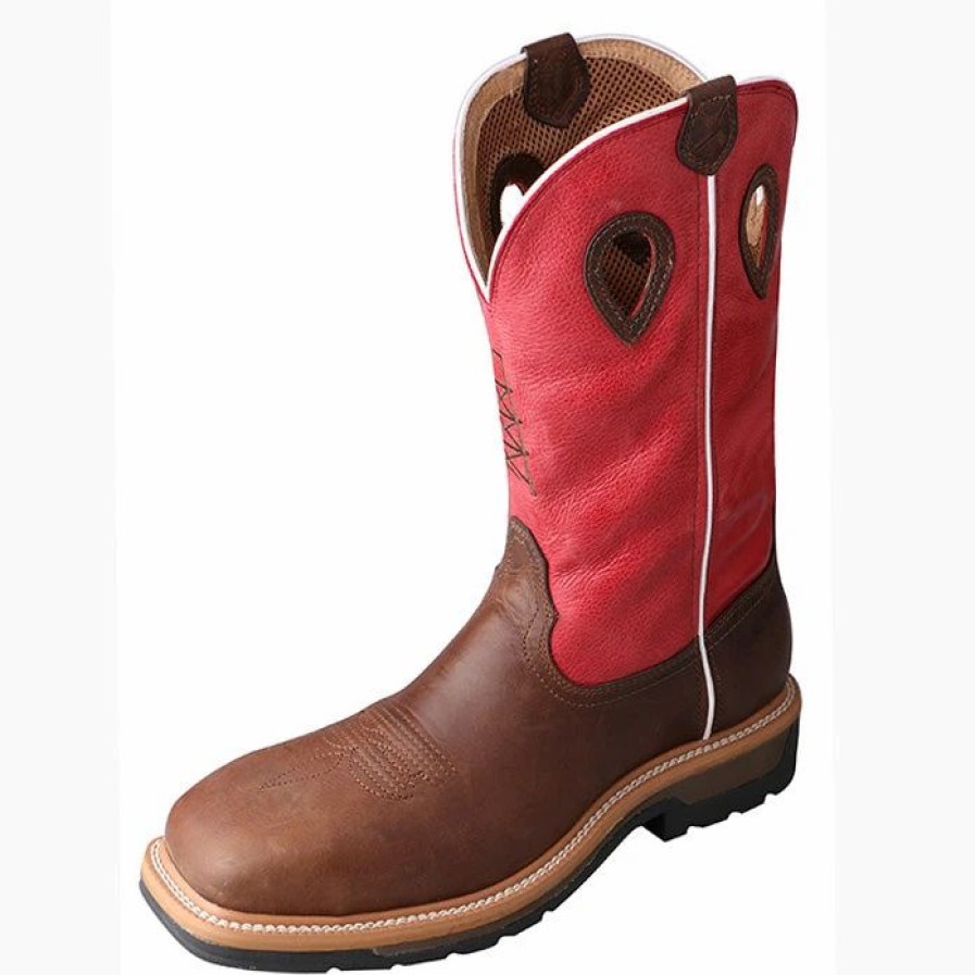 Boots & Shoes * | Twisted X Men'S Red Composite Square Toe Waterproof Boot