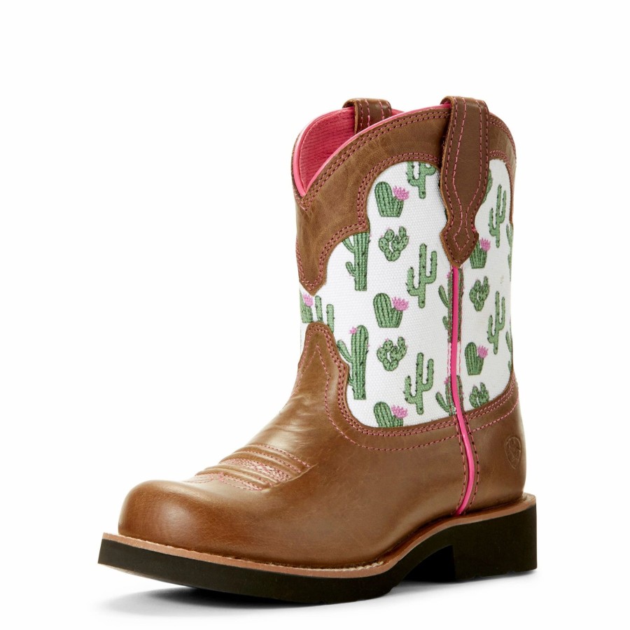 Boots & Shoes * | Ariat Kid'S Brown Cactus Fatbaby Round Toe Boot