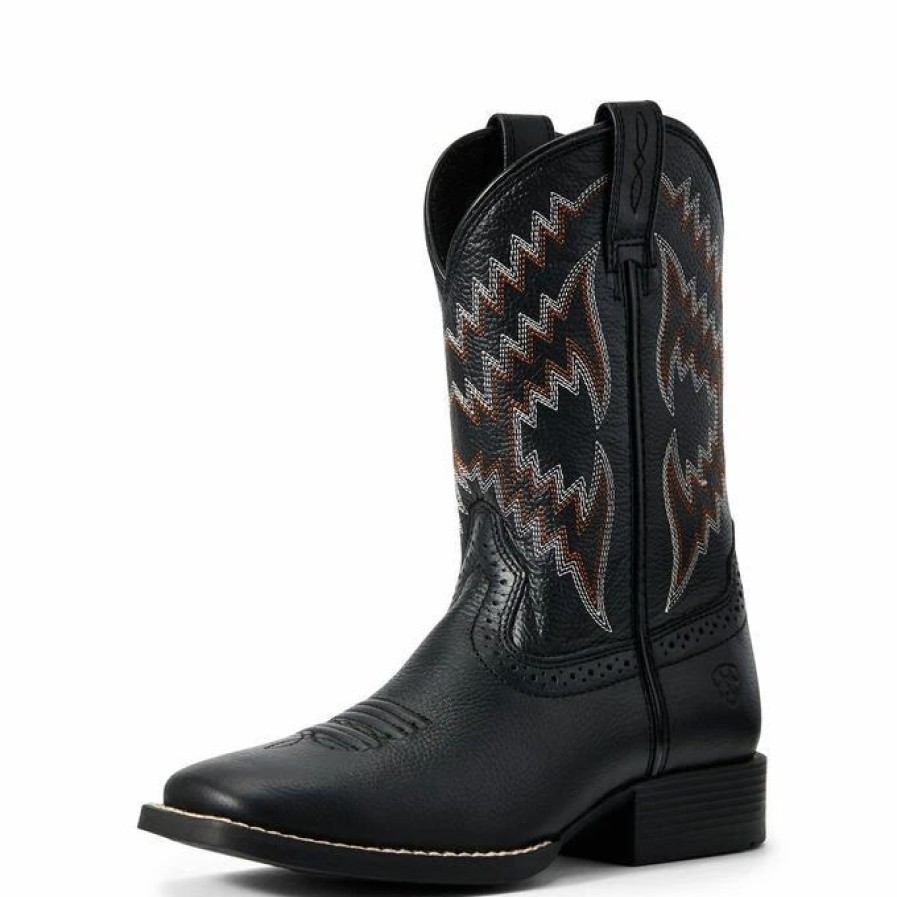 Boots & Shoes * | Kid'S Ariat Black Tycoon Square Toe Boot