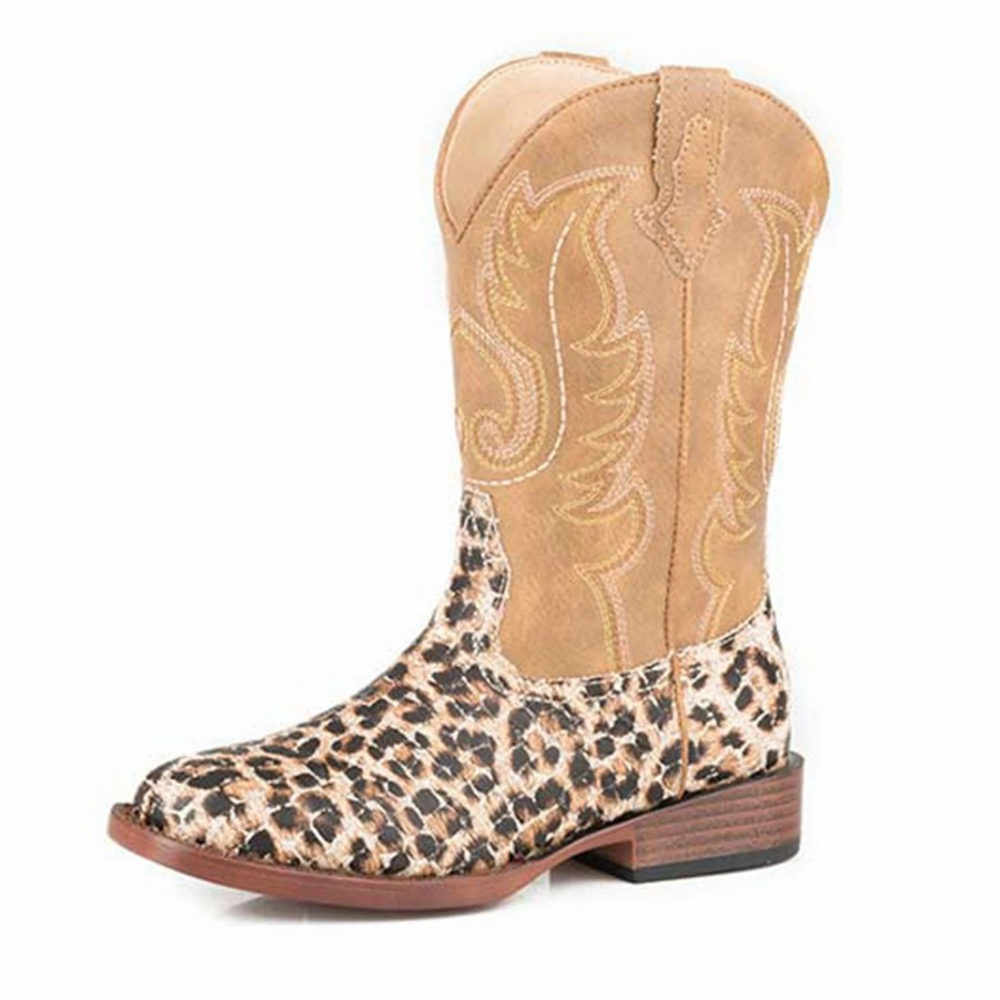 Boots & Shoes * | Roper Kid'S Leopard Square Toe Cowboy Boots