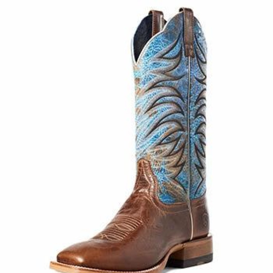 Boots & Shoes * | Ariat Brown/Blue Square Toe