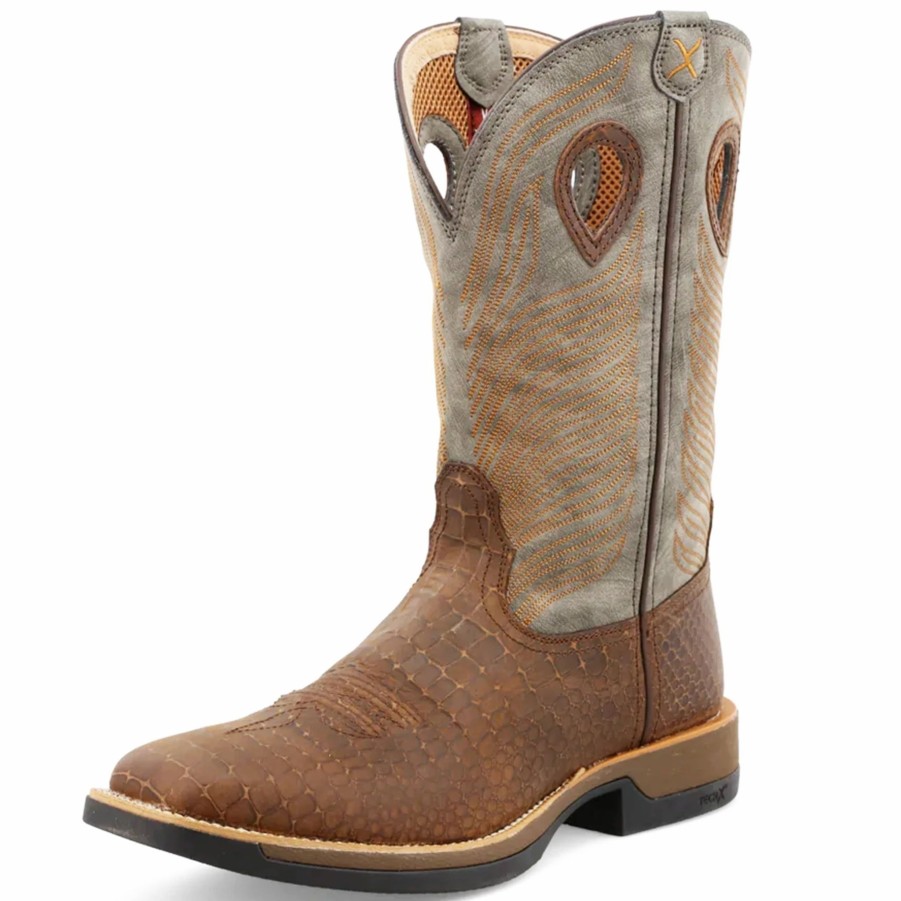 Boots & Shoes * | Twisted X 12 Brown And Grey Caiman Tech X Boots