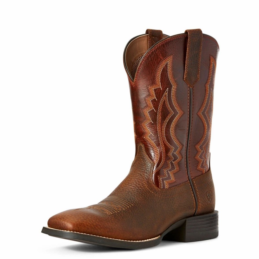 Boots & Shoes * | Ariat Men'S Copper Penny And Rust Red Sport Riggin Square Toe Boot