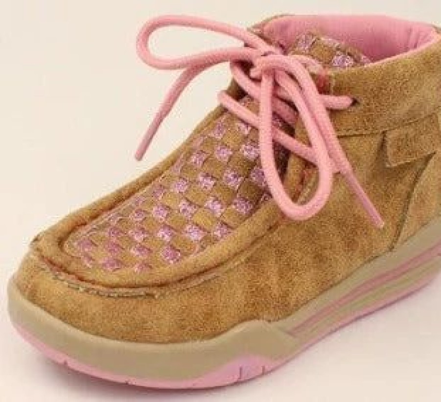 Boots & Shoes * | M&F Western Products, Inc Pink Glitter And Tan Basket Weave Lauren Shoe