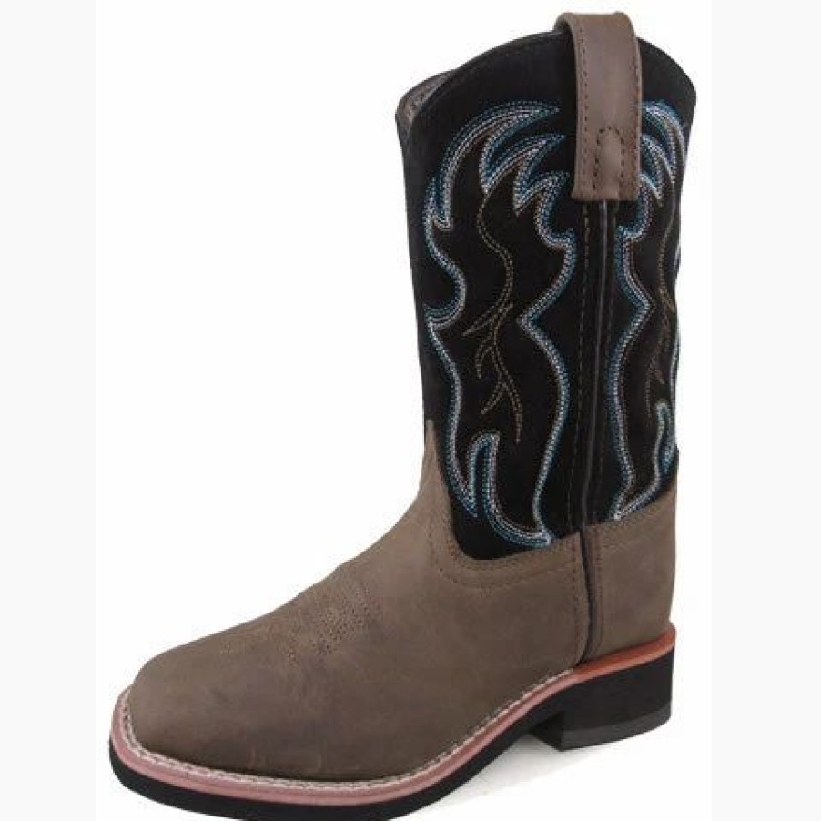 Boots & Shoes * | Smoky Mountain Boots Smoky Mountain Kid'S Black And Brown Alex Square Toe Boot