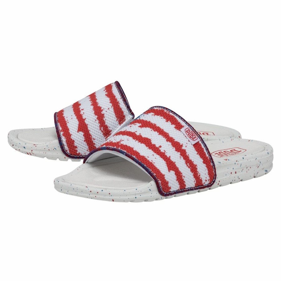 Boots & Shoes * | Heydude Hey Dude Chandler Knit Flag Slides