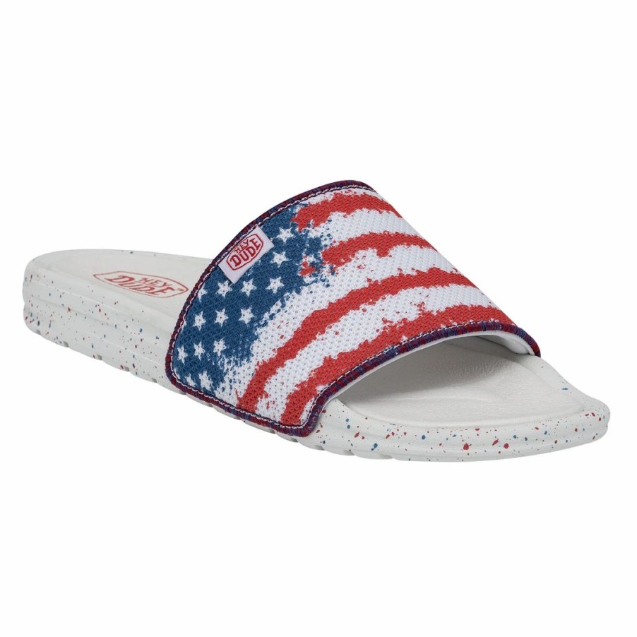 Boots & Shoes * | Heydude Hey Dude Chandler Knit Flag Slides