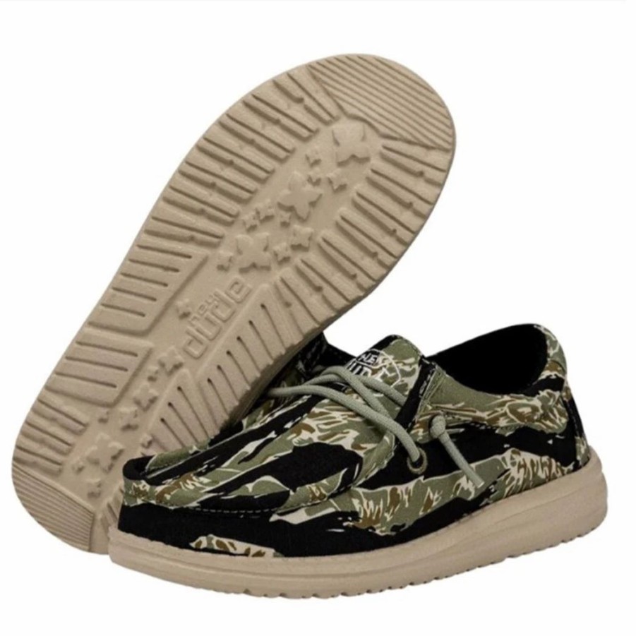 Boots & Shoes * | Heydude Hey Dude Wally Youth Ripstop Tiger Stripe Camo