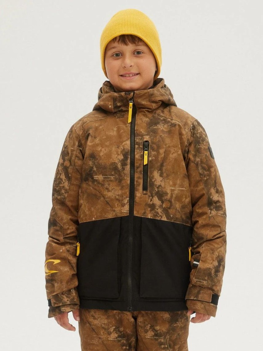 Boys * | O'Neill Boys Textured Jacket Brown Print Black