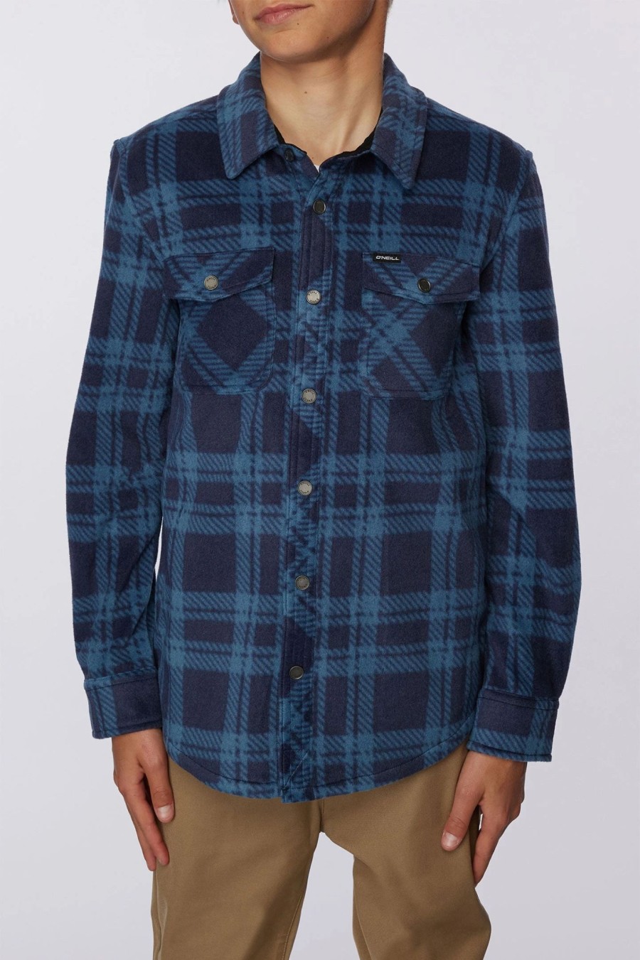 Boys * | O'Neill Boys Glacier Plaid Shirt Navy