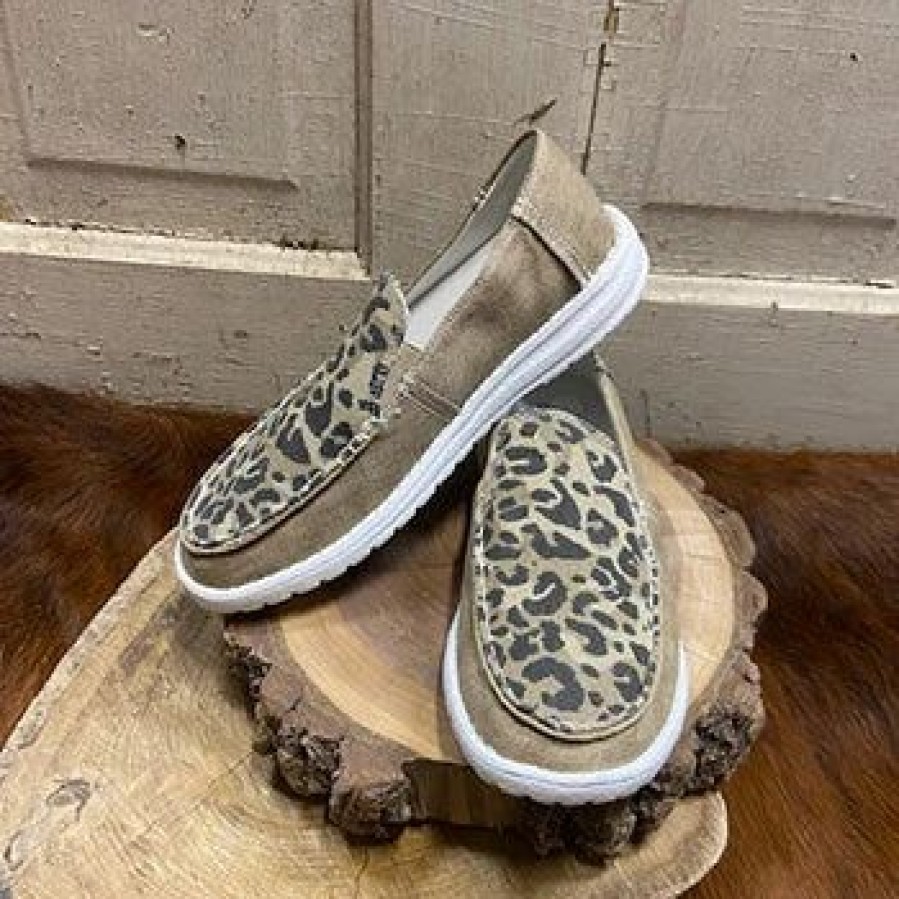 Boots & Shoes * | Gypsy Jazz Tan Leopard Bronco Slip On