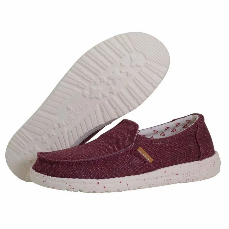 Boots & Shoes * | Heydude Hey Dude Misty Burgundy Slip On