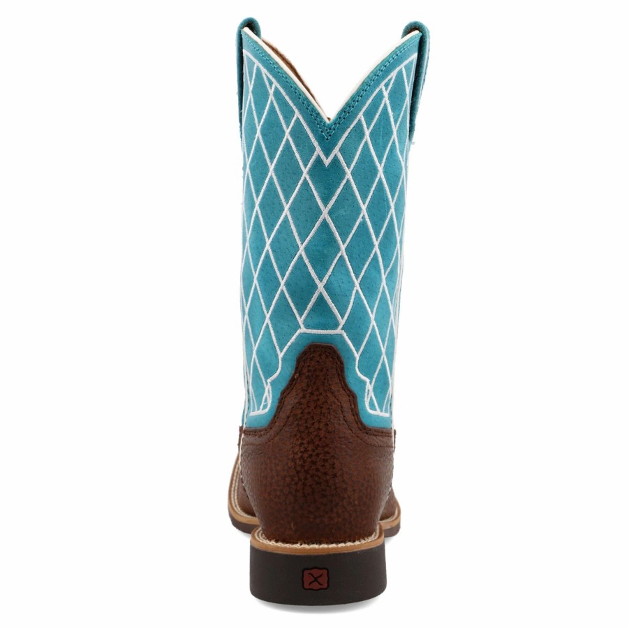 Boots & Shoes * | Twisted X Kids Distressed Saddle And Teal Square Toe Boots