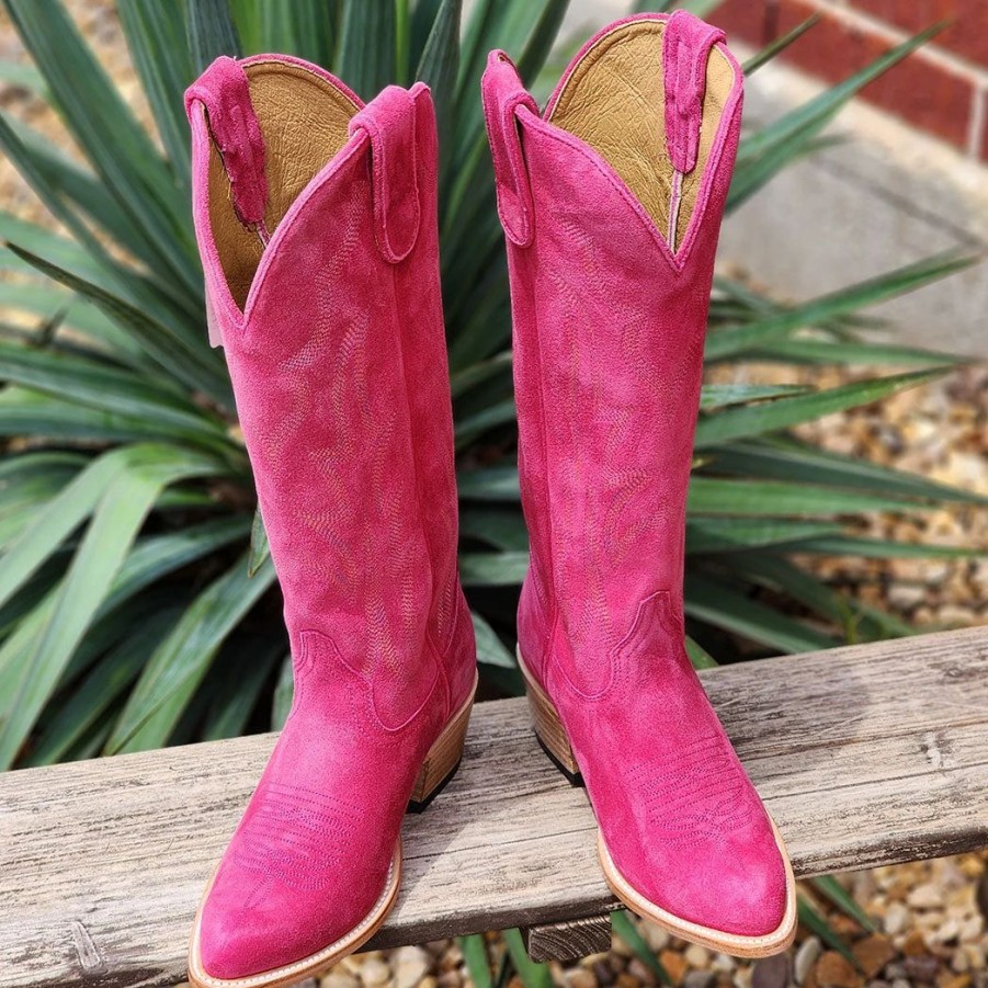 Boots & Shoes * | Anderson Bean Macie Bean Hot Pink Suede Boots