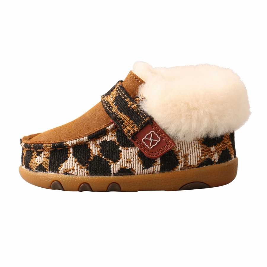 Boots & Shoes * | Twisted X Infant Leopard Print Sherpa Lined Driving Moc