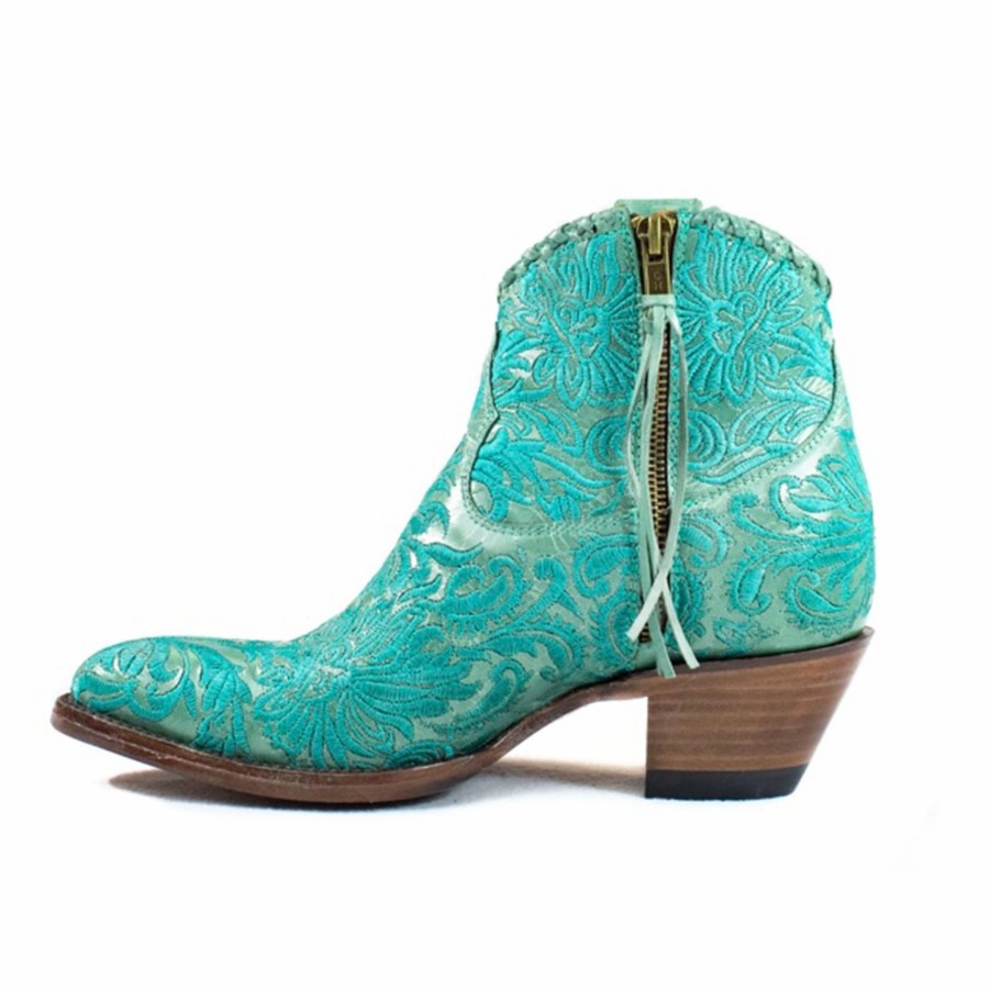 Boots & Shoes * | Allens Boots Azulado "Mila" Turquoise Floral Booties