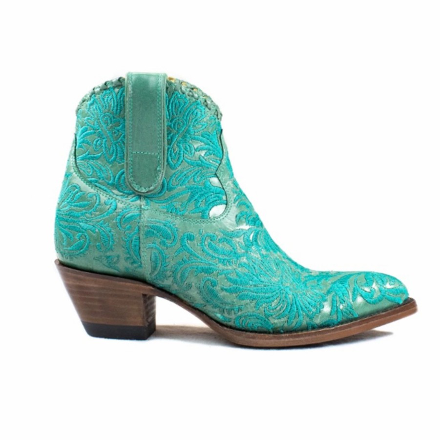 Boots & Shoes * | Allens Boots Azulado "Mila" Turquoise Floral Booties