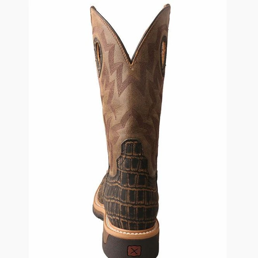 Boots & Shoes * | Twisted X Men'S Brown Caiman Print 12 Alloy Lite Square Toe Boot